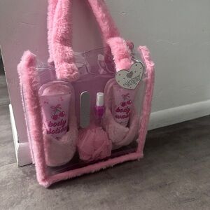 Pink Fuzzy Body Care Set